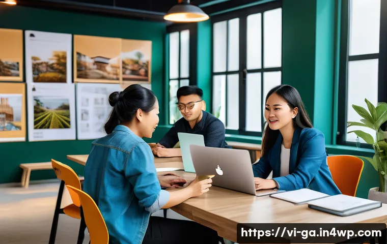 학제간 연구와 혁신 생태계 - A vibrant community innovation workshop in a modern Vietnamese coworking space, diverse professional...